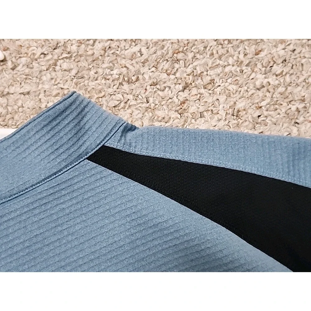 Nike Golf Therma Pullover XXL Blue Black 1/4 Zip Long Sleeve Nike Fit Textured‎